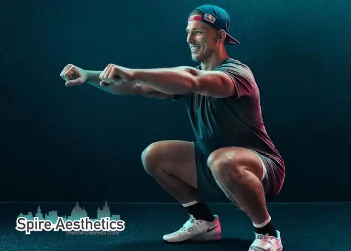 Image of man build leg muscle Rhyl through exercise